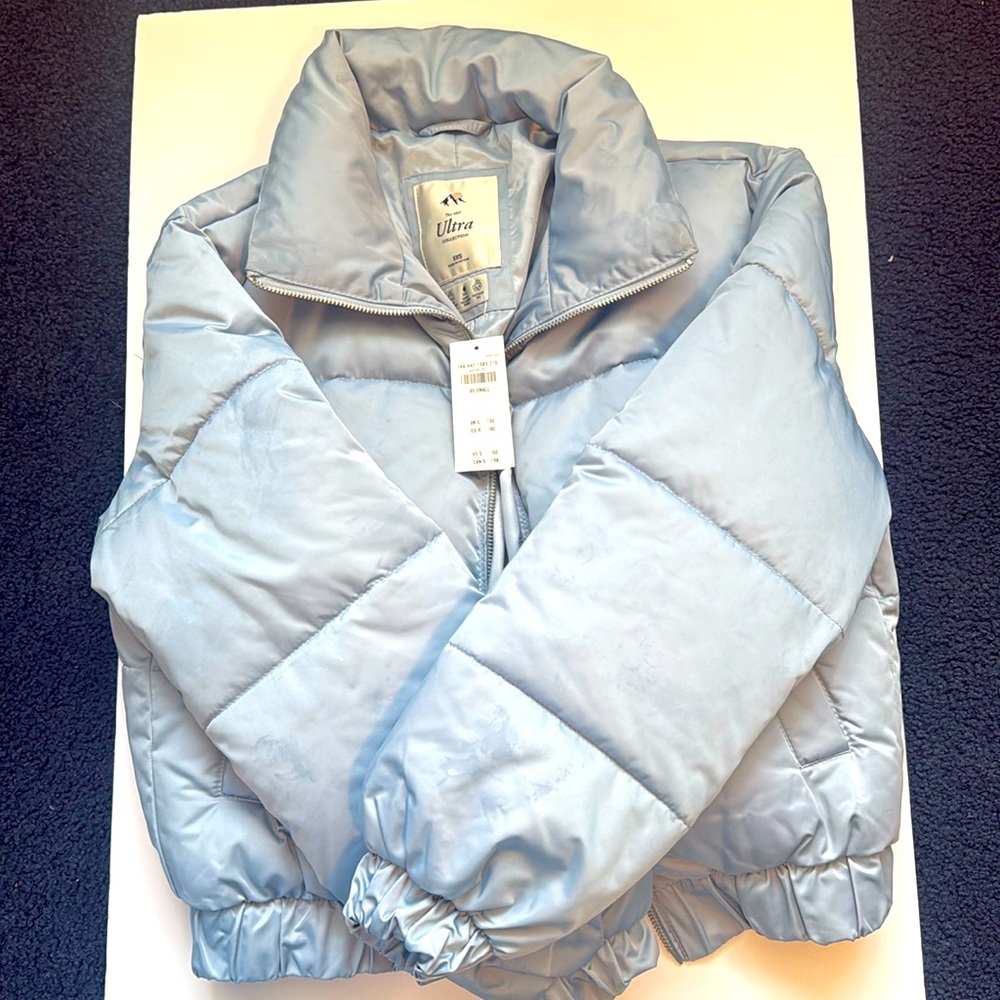 Abercrombie & Fitch, ice blue puffer jacket. New with tags. XXS